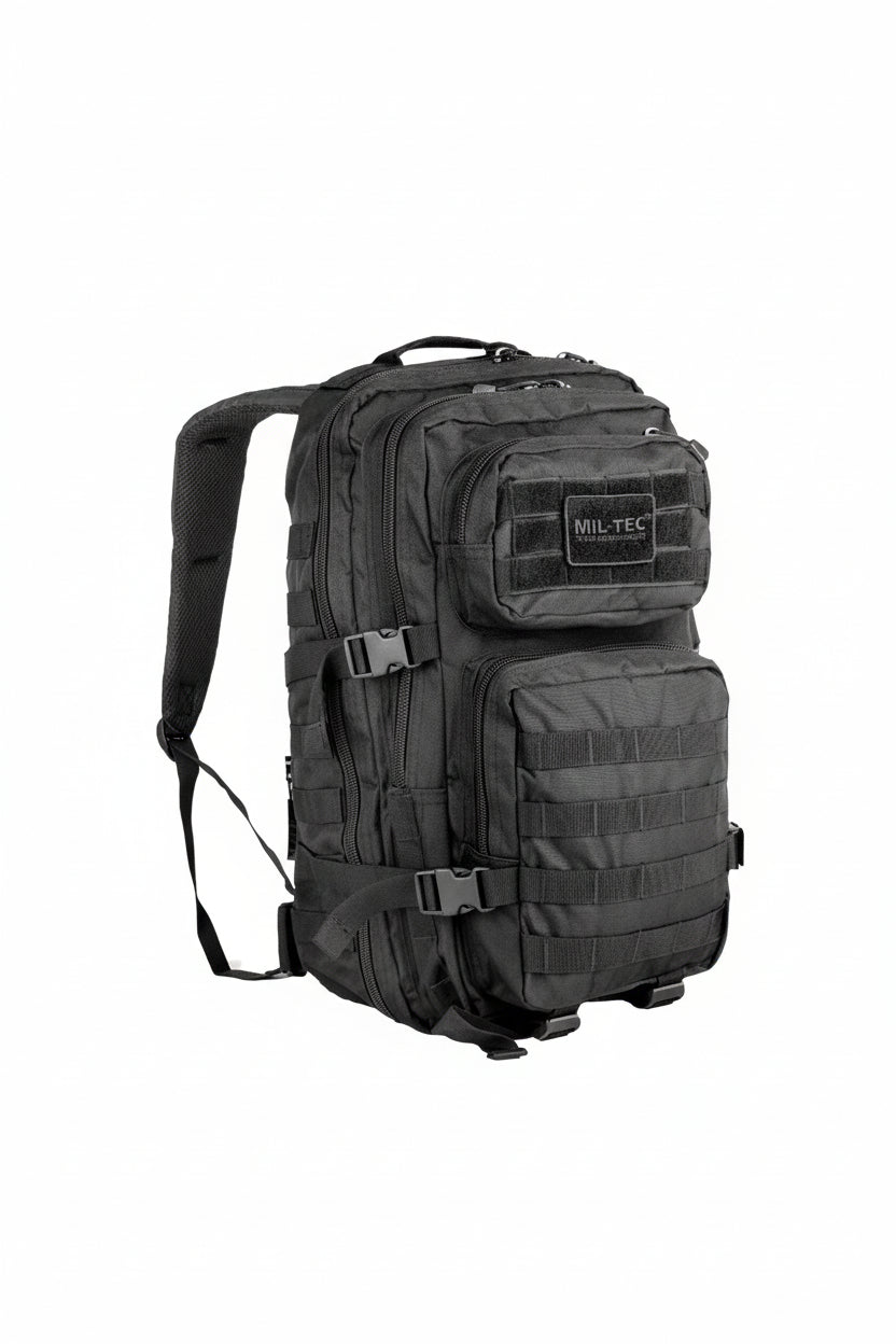 Mochila Táctica Militar Pequeña Miltec Negra 20 litros