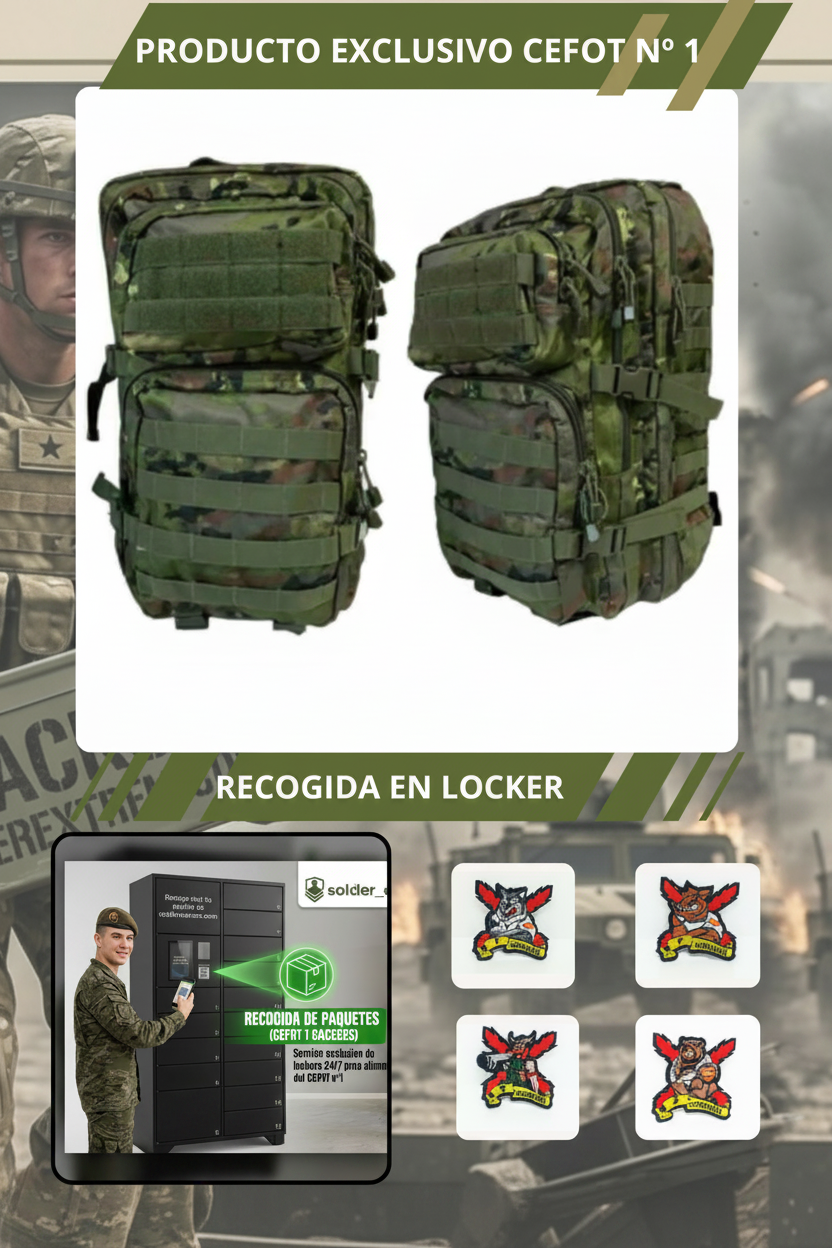 Mochila Táctica Militar Grande Camuflaje Verde Pixelado Militar 36 litros OFERTA CEFOT 1