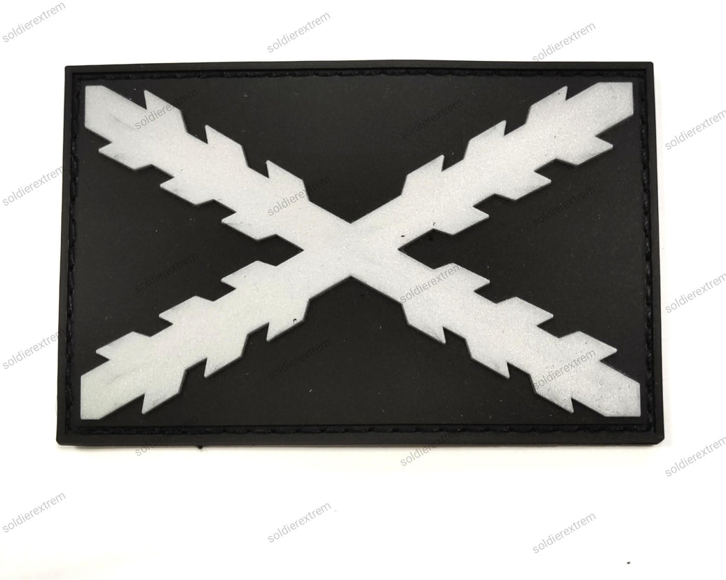 Parche PVC Cruz Borgoña Negro Gris